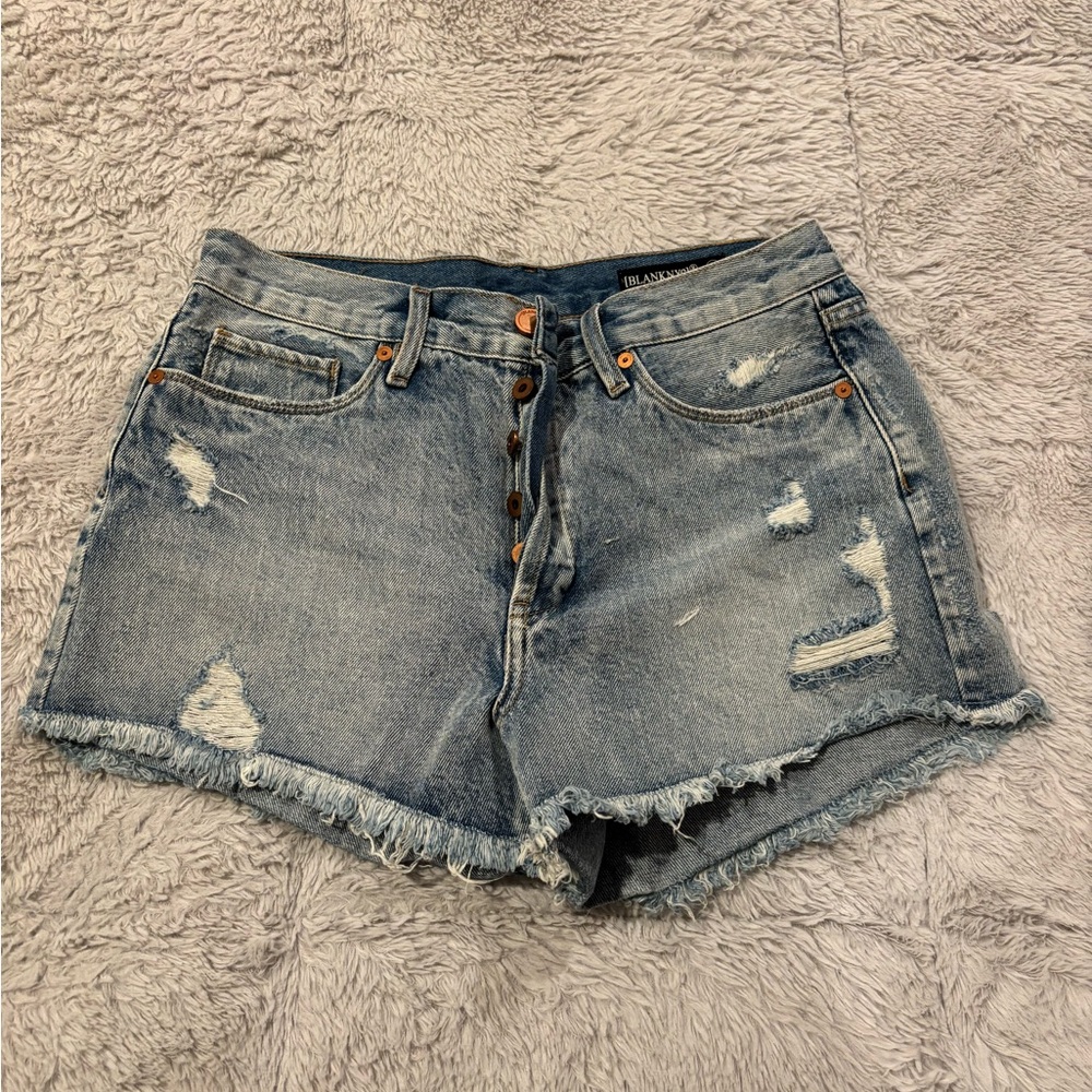 BLANKNYC high rise size 28 ripped denim shorts - light/medium wash, barely worn